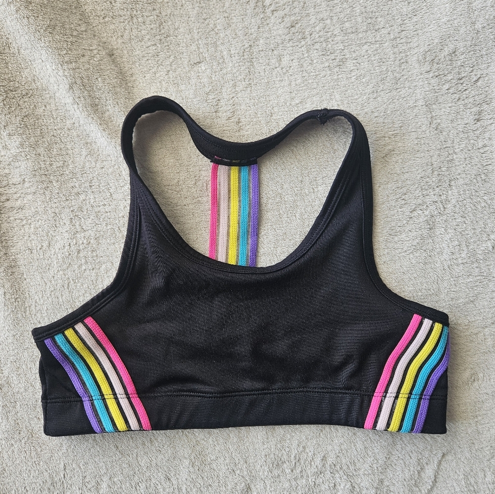 🖤3/$15 Black Sports Bra with Rainbow Stripes